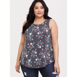 Torrid GREY FLORAL CREPE TANK size 2
